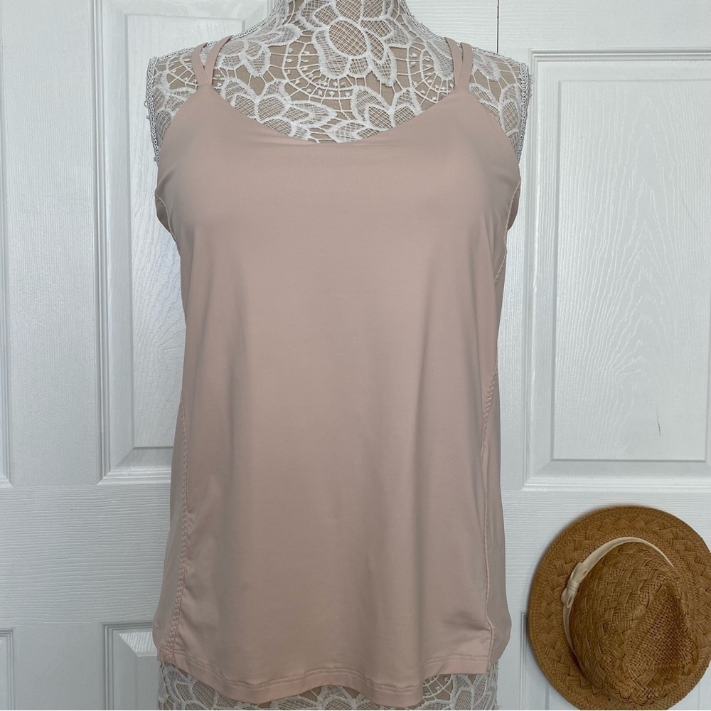 ATHLETA tank top dust pink build in bra support top size Medium